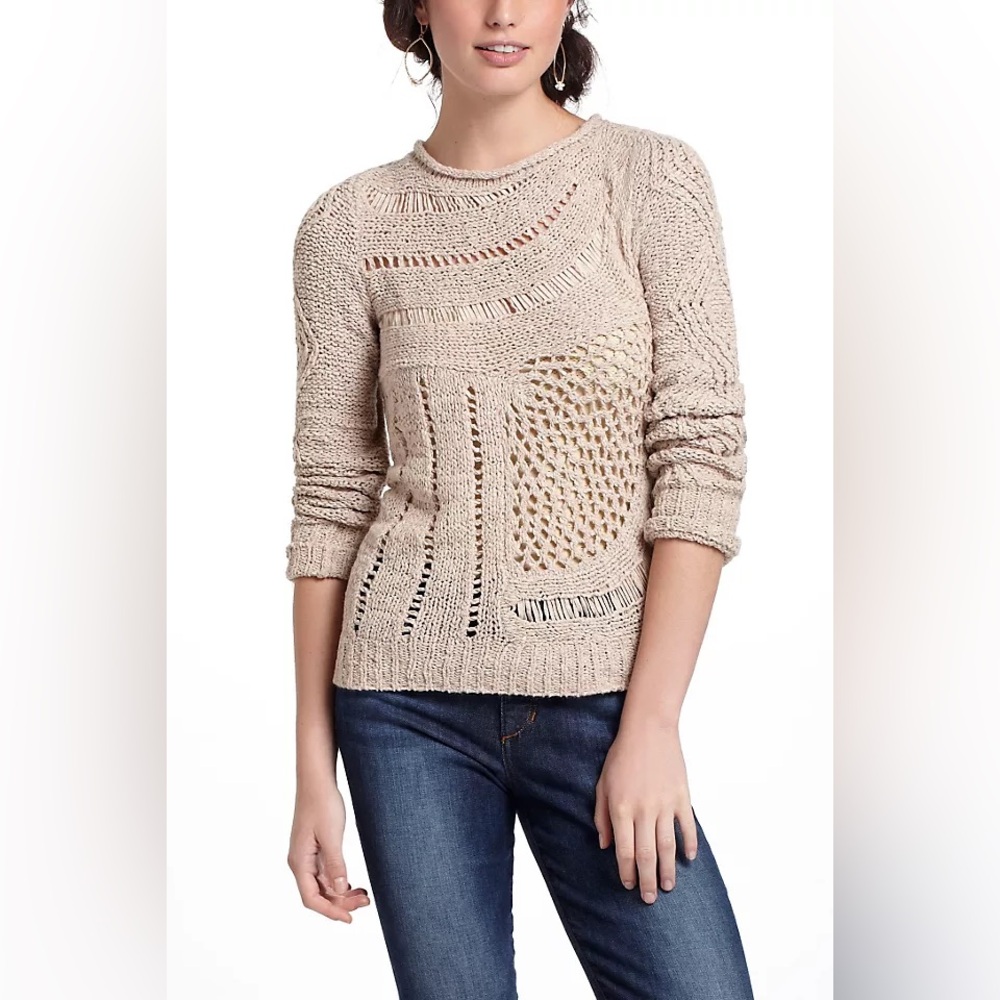 Moth (Anthropologie) Slanted Openwork Pullover